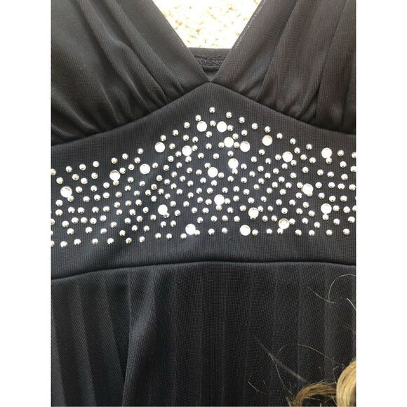 Taboo Women’s Black Elegant Rhinestone Waist Spaghetti Strap Dress Size M - Picture 3 of 5